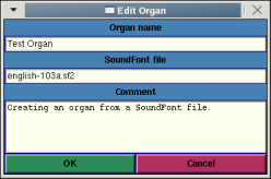 Edit Organ dialog